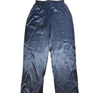 R&M Richards by Karen Kwong Black Satin Pajama Pants Size 12 Vintage silky‎